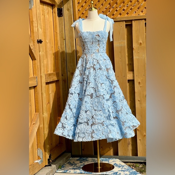 🆕 BRONX & BANCO 🧿 NWOT Sabrina Blue Midi Dress, Sz S - US 4 - Picture 7 of 17